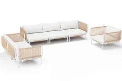 OUTFLEXX Visby Gartenlounge 6-teilig, creme/weiß, Alu/Stahl, inkl. Kissen, elektrophoretisch beschichtet