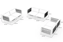 OUTFLEXX Visby Gartenlounge 6-teilig, creme/weiß, Alu/Stahl, inkl. Kissen, elektrophoretisch beschichtet
