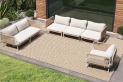 OUTFLEXX Visby Gartenlounge 6-teilig, creme/weiß, Alu/Stahl, inkl. Kissen, elektrophoretisch beschichtet