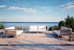 OUTFLEXX Visby Gartenlounge 6-teilig, creme/weiß, Alu/Stahl, inkl. Kissen, elektrophoretisch beschichtet