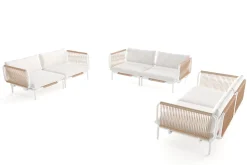 OUTFLEXX Visby Gartenlounge 6-teilig, creme/weiß, Alu/Stahl, inkl. Kissen, elektrophoretisch beschichtet