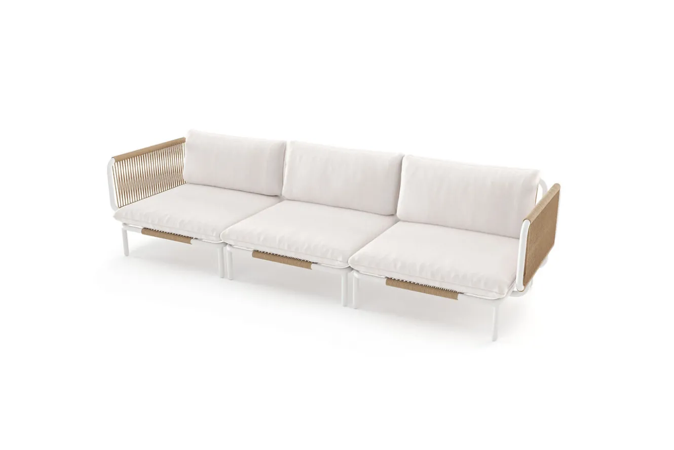 OUTFLEXX Visby Gartenlounge 3-teilig, creme/weiß, Alu/Stahl, inkl. Polster, abnehmbare Bezüge,elektrophoretisch beschichtet