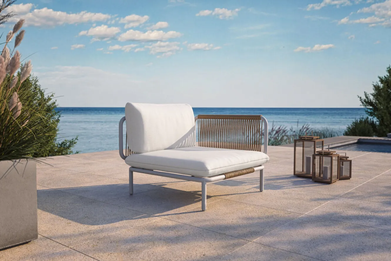 OUTFLEXX Visby Loungesofa Eckteil, creme/weiß, Alu/Stahl, inkl. Kissen, elektrophoretisch beschichtet