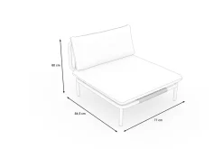OUTFLEXX Visby Loungesofa Mittelteil, creme/weiß, Alu/Stahl, inkl. Kissen, elektrophoretisch beschichtet
