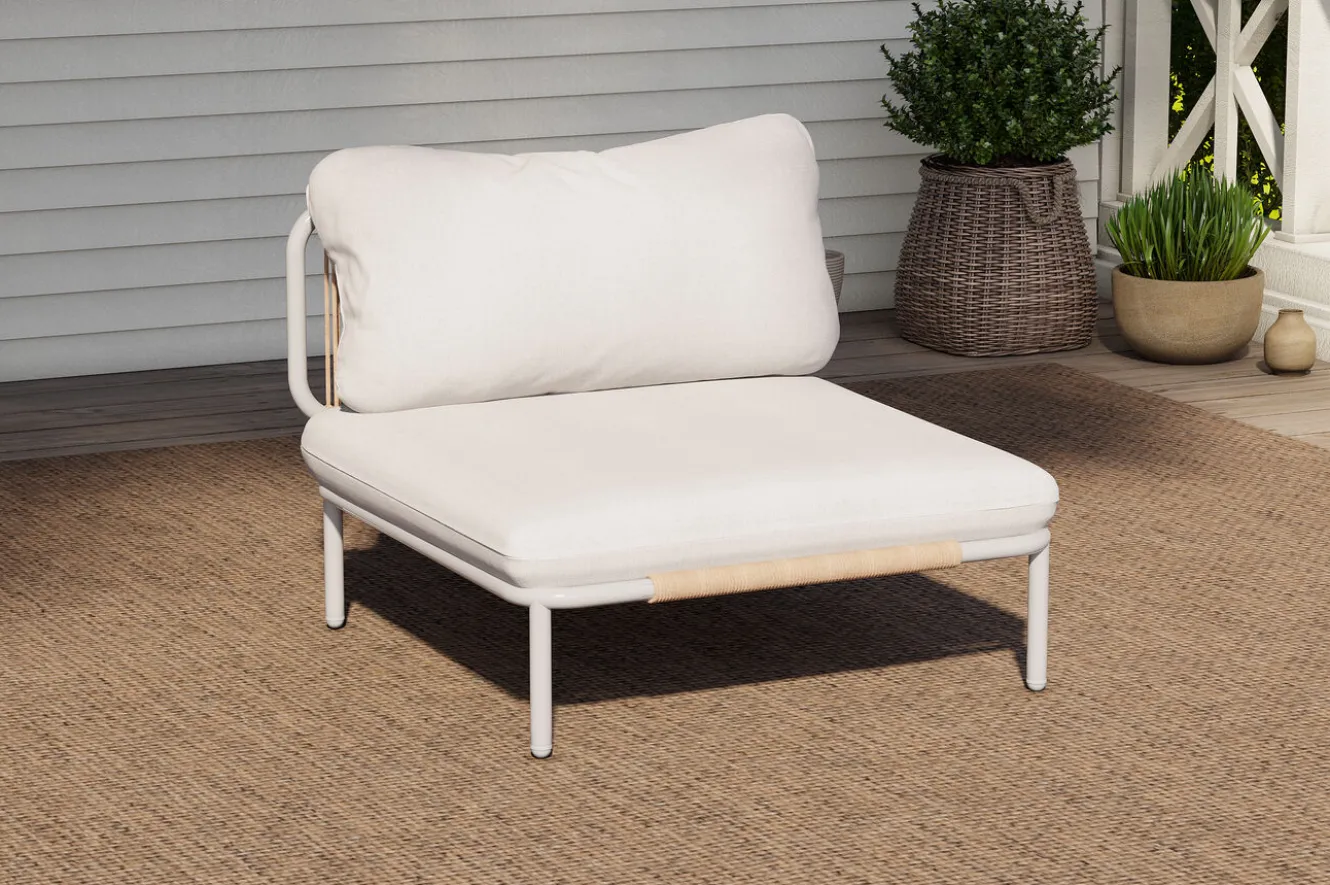 OUTFLEXX Visby Loungesofa Mittelteil, creme/weiß, Alu/Stahl, inkl. Kissen, elektrophoretisch beschichtet