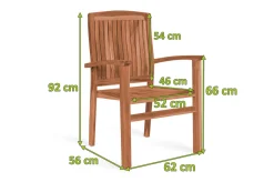 OUTFLEXX Washington Stapelsessel, natur, Teakholz, 62 x 56 x 92 cm