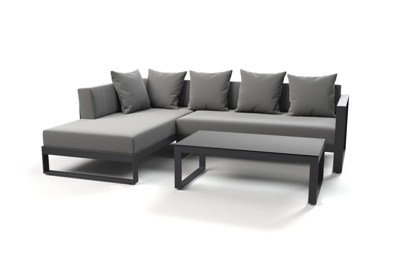 OUTFLEXX Willis Ecklounge, anthrazit matt, Aluminium/Polyester, 5 Personen, inkl. Beistelltisch