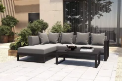 OUTFLEXX Willis Ecklounge, anthrazit matt, Aluminium/Polyester, 5 Personen, inkl. Beistelltisch