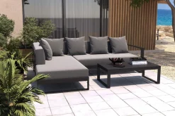 OUTFLEXX Willis Ecklounge, anthrazit matt, Aluminium/Polyester, 5 Personen, inkl. Beistelltisch