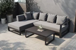 OUTFLEXX Willis Ecklounge, anthrazit matt, Aluminium/Polyester, 5 Personen, inkl. Beistelltisch