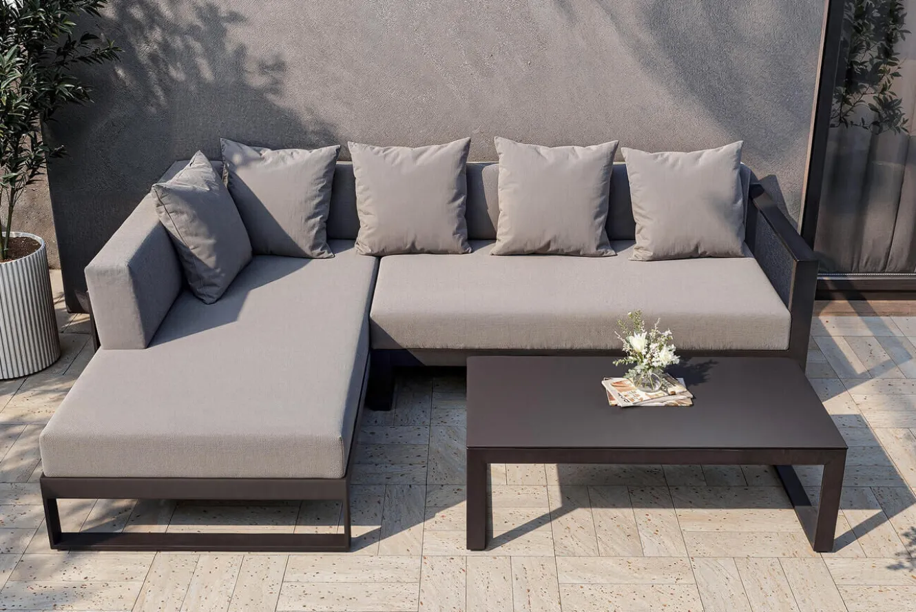 OUTFLEXX Willis Ecklounge, anthrazit matt, Aluminium/Polyester, 5 Personen, inkl. Beistelltisch
