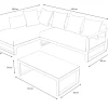 OUTFLEXX Willis Ecklounge, silber, Aluminium/Polyester, 5 Personen, inkl. Beistelltisch