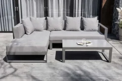 OUTFLEXX Willis Ecklounge, silber, Aluminium/Polyester, 5 Personen, inkl. Beistelltisch