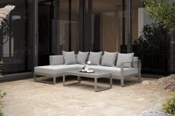 OUTFLEXX Willis Ecklounge, silber, Aluminium/Polyester, 5 Personen, inkl. Beistelltisch