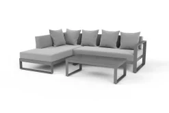 OUTFLEXX Willis Ecklounge, silber, Aluminium/Polyester, 5 Personen, inkl. Beistelltisch