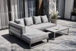 OUTFLEXX Willis Ecklounge, silber, Aluminium/Polyester, 5 Personen, inkl. Beistelltisch
