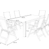 OUTFLEXX Zadar Garten-Essgruppe, natur/anthrazit, Alu/Textilene/Teak, Tisch 200 x 100 cm, klappbar, inkl. 6 Sessel