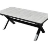 OUTLEXX Louvra Ausziehtisch, anthrazit/Holzoptik, Alu/Keramik, 200/260 x 100 cm, Tischplatte aus Keramikfliesen