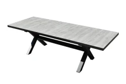 OUTLEXX Louvra Ausziehtisch, anthrazit/Holzoptik, Alu/Keramik, 200/260 x 100 cm, Tischplatte aus Keramikfliesen