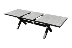 OUTLEXX Louvra Ausziehtisch, anthrazit/Holzoptik, Alu/Keramik, 200/260 x 100 cm, Tischplatte aus Keramikfliesen