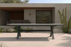 OUTLEXX Louvra Ausziehtisch, anthrazit/Holzoptik, Alu/Keramik, 200/260 x 100 cm, Tischplatte aus Keramikfliesen
