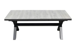 OUTLEXX Louvra Ausziehtisch, anthrazit/Holzoptik, Alu/Keramik, 200/260 x 100 cm, Tischplatte aus Keramikfliesen