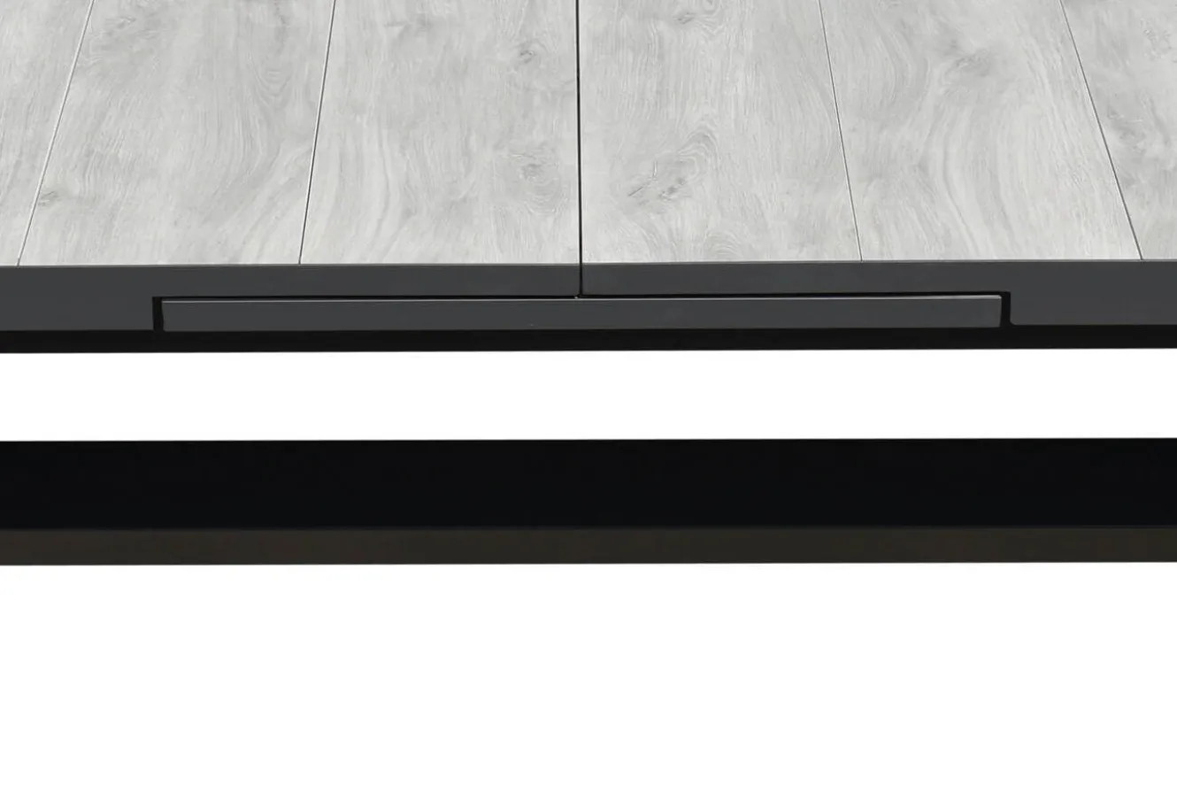OUTLEXX Louvra Ausziehtisch, anthrazit/Holzoptik, Alu/Keramik, 200/260 x 100 cm, Tischplatte aus Keramikfliesen