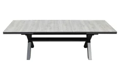 OUTLEXX Louvra Ausziehtisch, anthrazit/Holzoptik, Alu/Keramik, 200/260 x 100 cm, Tischplatte aus Keramikfliesen