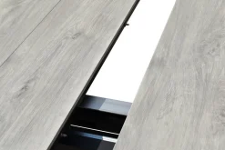 OUTLEXX Louvra Ausziehtisch, anthrazit/Holzoptik, Alu/Keramik, 200/260 x 100 cm, Tischplatte aus Keramikfliesen