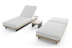ploss Aurora Gartenliegen 2er-Set, anthrazit/pale silver, Alu/Polyester/Schaumstoff, 200 x 80 cm, 6-fach verstellbar, inkl. Beistelltisch