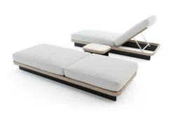 ploss Aurora Gartenliegen 2er-Set, anthrazit/pale silver, Alu/Polyester/Schaumstoff, 200 x 80 cm, 6-fach verstellbar, inkl. Beistelltisch