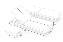 ploss Aurora Gartenliegen 2er-Set, anthrazit/pale silver, Alu/Polyester/Schaumstoff, 200 x 80 cm, 6-fach verstellbar, inkl. Beistelltisch
