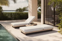 ploss Aurora Gartenliegen 2er-Set, anthrazit/pale silver, Alu/Polyester/Schaumstoff, 200 x 80 cm, 6-fach verstellbar, inkl. Beistelltisch