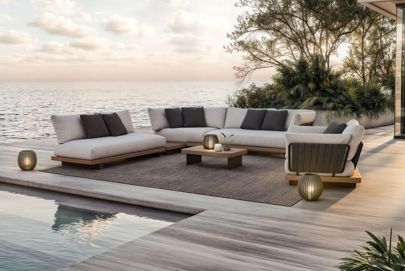 ploss Aurora L Gartenlounge, anthrazit/pale silver, Alu/Polyester/Rope, ink. Polster
