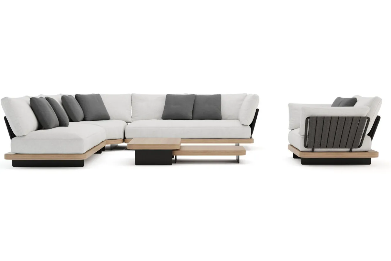 ploss Aurora L Gartenlounge, anthrazit/pale silver, Alu/Polyester/Rope, ink. Polster