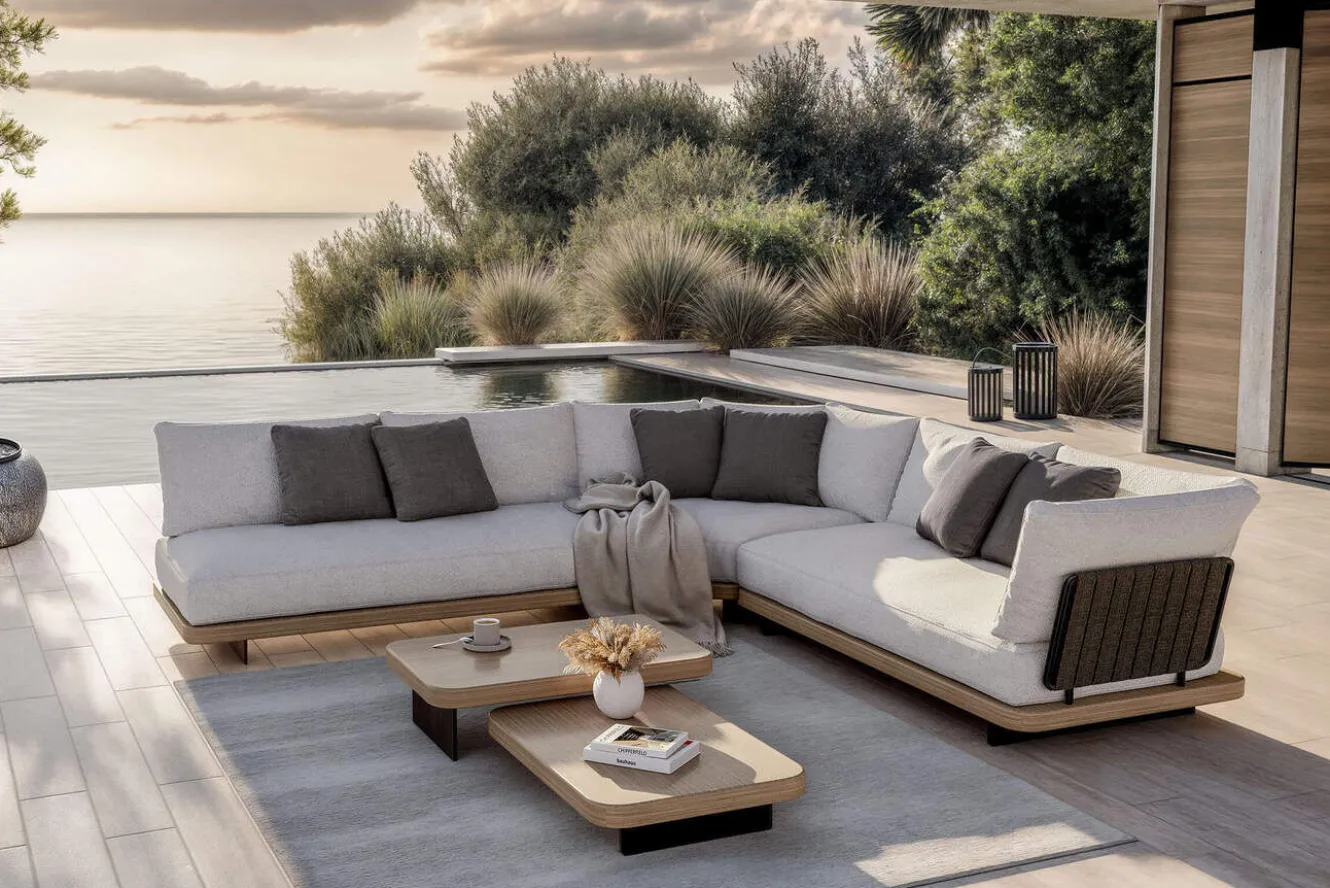 ploss Aurora M Gartenlounge, anthrazit/pale silver, Alu/Polyester/Rope, pulverbeschichtet, inkl. Polster