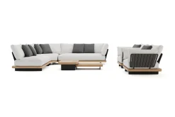 ploss Aurora XL Gartenlounge, anthrazit/pale silver, Alu/Polyester/Rope, großzügige Sitzfläche, Holzdekor