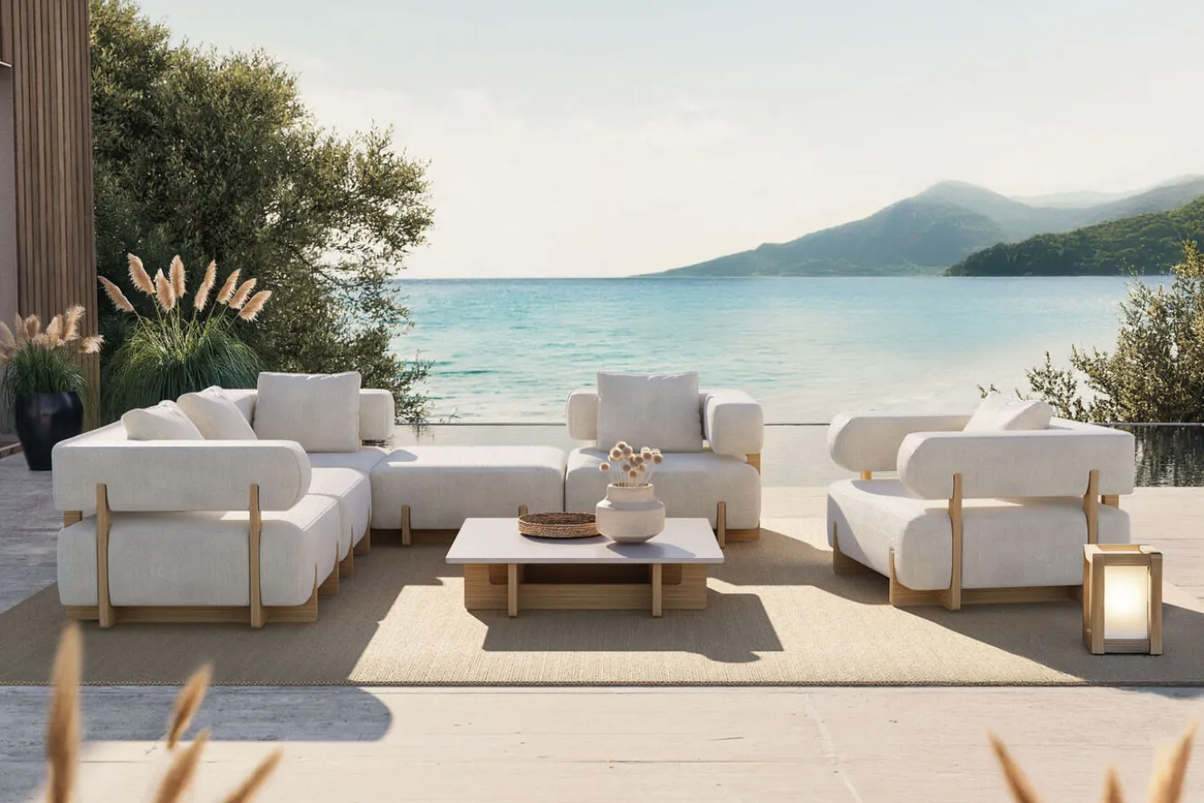 ploss Epoque L Gartenlounge, beige/cloud weave, Alu/Polyester/Schaumstoff, inkl. Polster