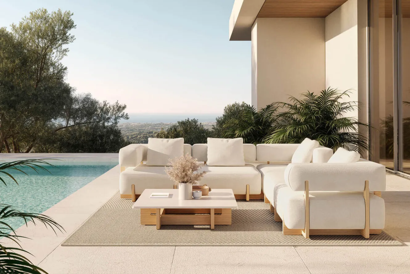 ploss Epoque M Gartenlounge, beige/cloud weave, Alu/Polyester/Schaumstoff, inkl. Polster