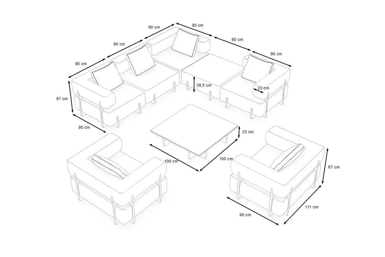 ploss Epoque XL Gartenlounge, beige/cloud weave, Alu/Polyester/Schaumstoff, inkl. Polster