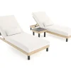 ploss Lunare Gartenliegen 2er Set, anthrazit/ cashmere sand, Alu/Polyester/Schaumstoff, 205 x 90 cm, 6-fach verstellbar, inkl. Beistelltisch