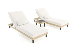 ploss Lunare Gartenliegen 2er Set, anthrazit/ cashmere sand, Alu/Polyester/Schaumstoff, 205 x 90 cm, 6-fach verstellbar, inkl. Beistelltisch