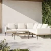 ploss Lunare Light Gartenlounge, cashmere sand/anthrazit, Aluminium, Tisch 86 x 86 cm, Holzdekor, Quick Dry Foam
