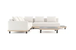 ploss Lunare M Gartenlounge, cashmere sand/anthrazit, Alu/Polyester, 290 x 200 cm, Holzdekor, Quick Dry Foam