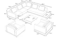 ploss Lunare XL Gartenlounge, cashmere sand/anthrazit, Aluminium, mit Holzdekor, Tisch 90 x 90 cm, Quick Dry Foam, inkl. Kissen