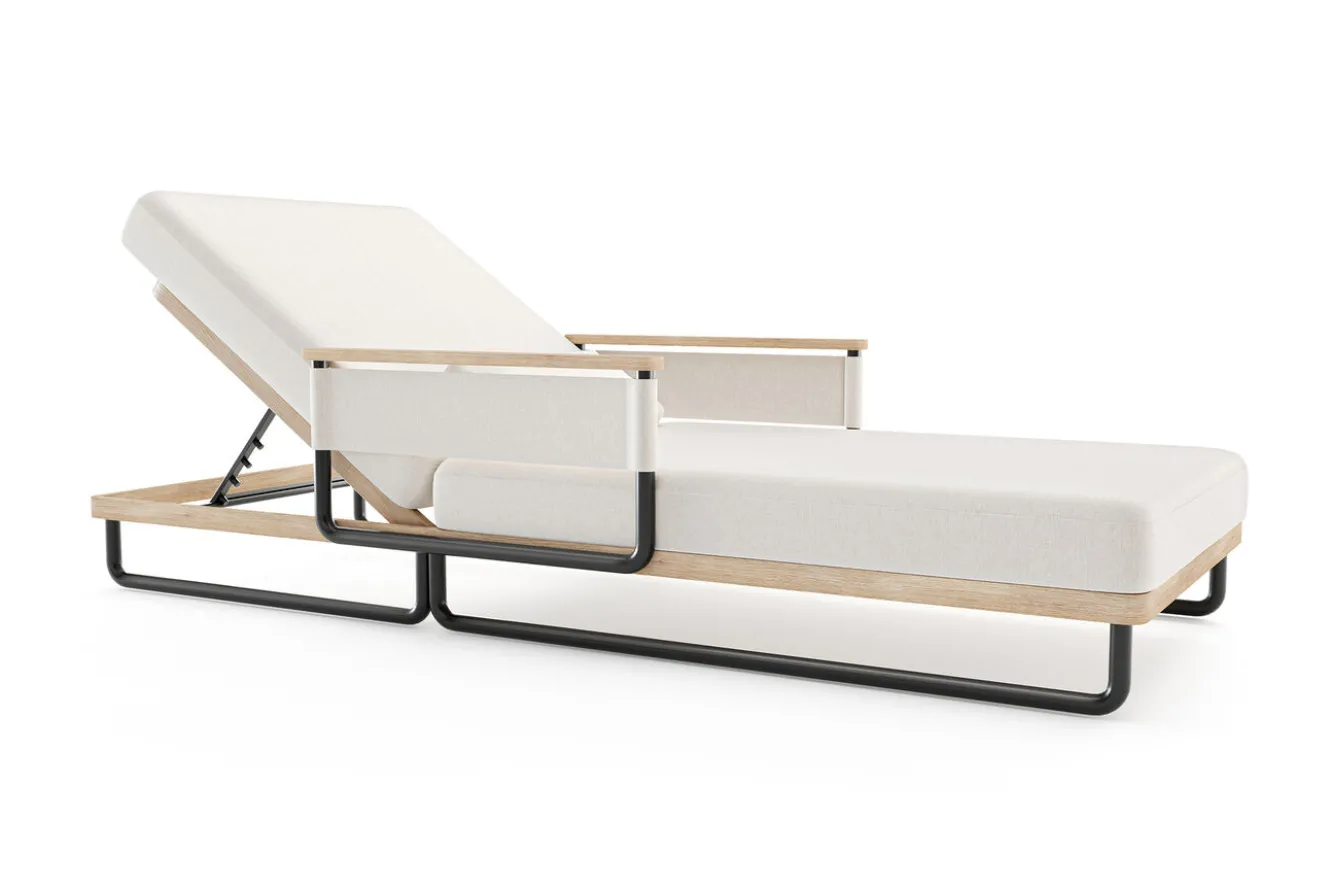 ploss Reverie Gartenliege, creme/anthrazit, Alu/Polyester/Rope, 200 x 82 x 30 cm, 6-fach verstellbar, inkl. Polster