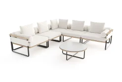 ploss Reverie Light Gartenlounge, creme/anthrazit, Alu/Polyester/Glas, 330 x 240 cm, inkl. Polster