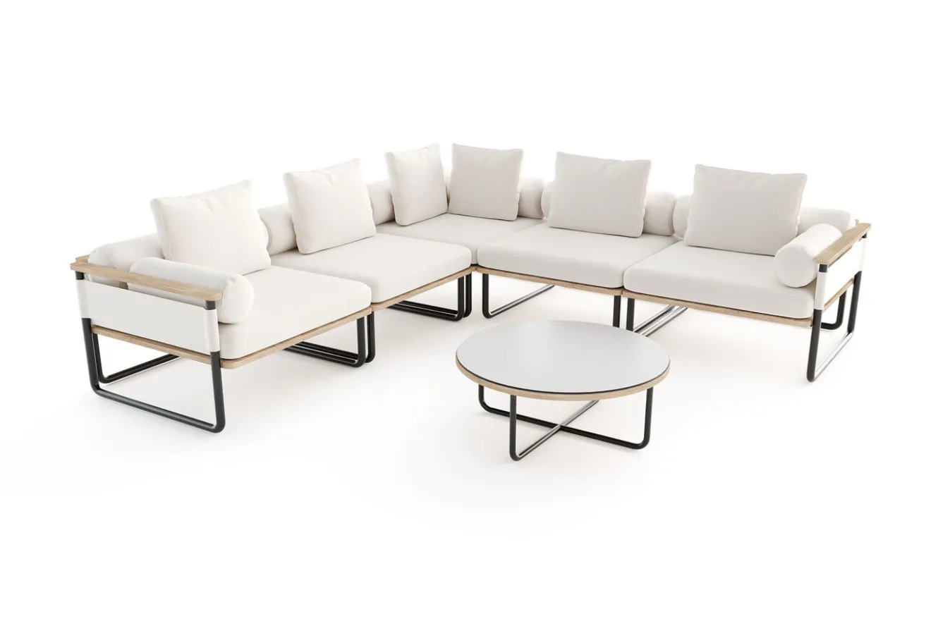 ploss Reverie Light Gartenlounge, creme/anthrazit, Alu/Polyester/Glas, 330 x 240 cm, inkl. Polster