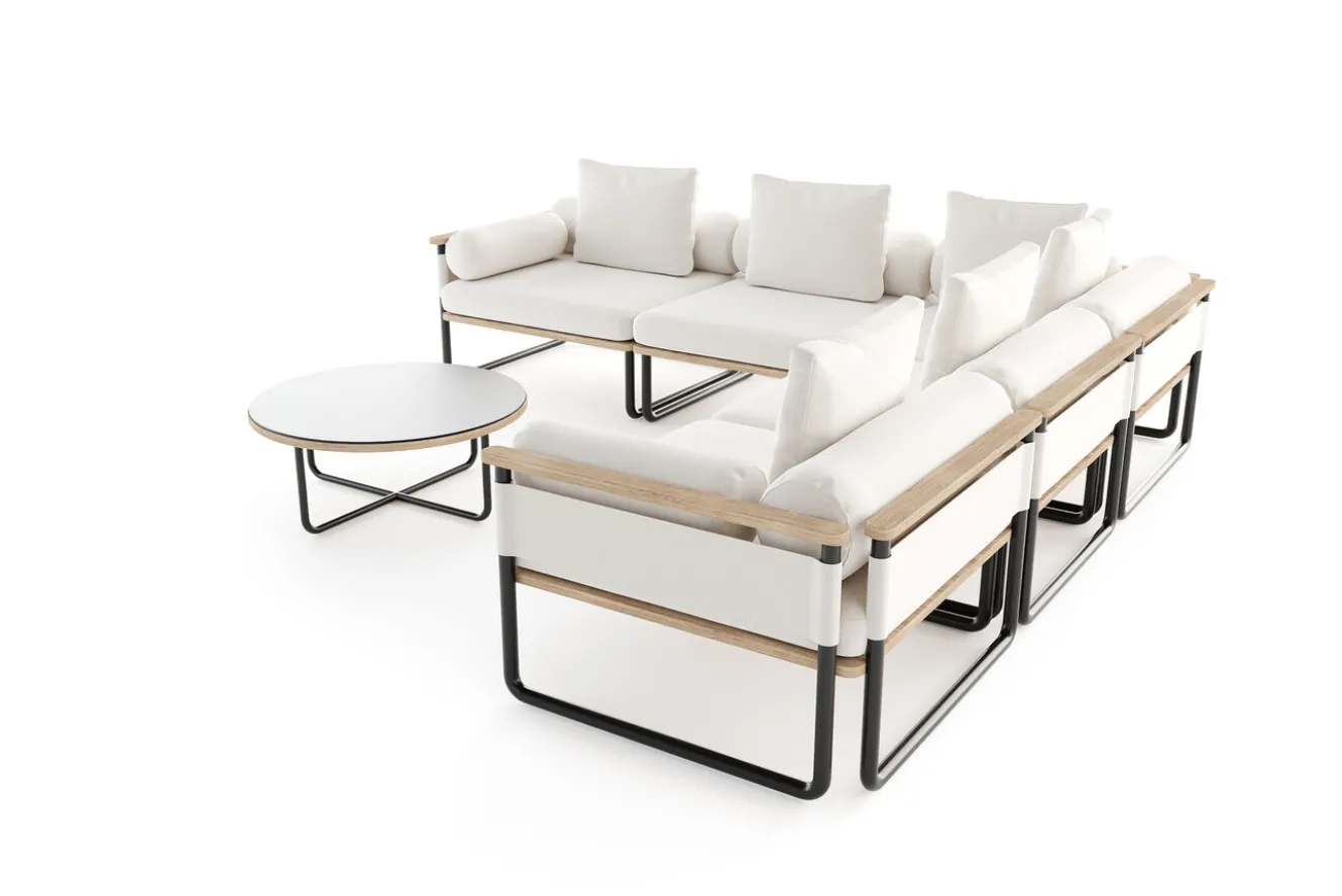 ploss Reverie Light Gartenlounge, creme/anthrazit, Alu/Polyester/Glas, 330 x 240 cm, inkl. Polster