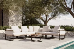 ploss Reverie Light Gartenlounge, creme/anthrazit, Alu/Polyester/Glas, 330 x 240 cm, inkl. Polster